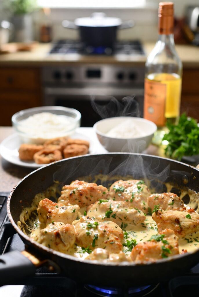 creamy garlic butter chicken bites recipe