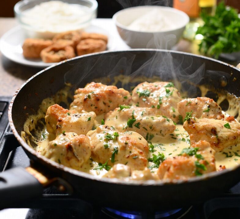 creamy garlic butter chicken bites recipe